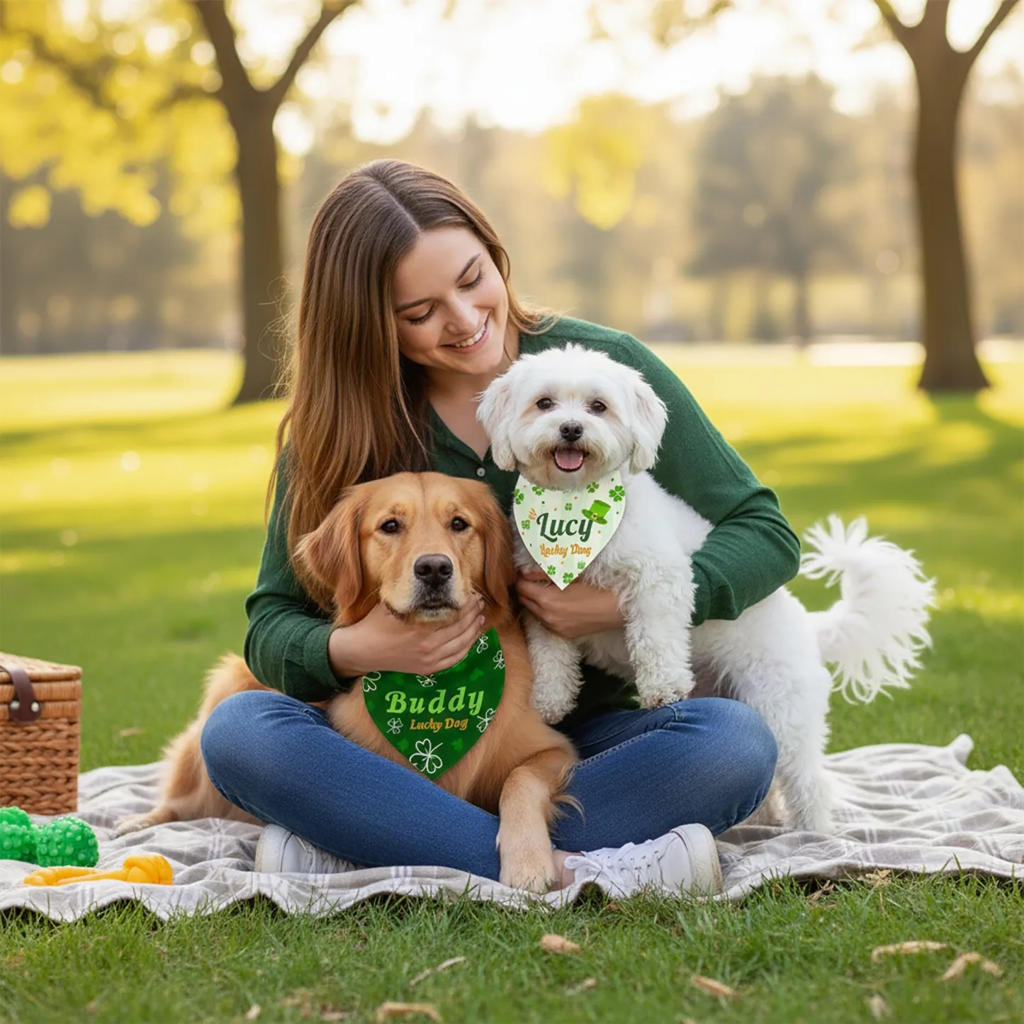 Custom Name Lucky Clover Pet Bandana for St. Patrick's Day
