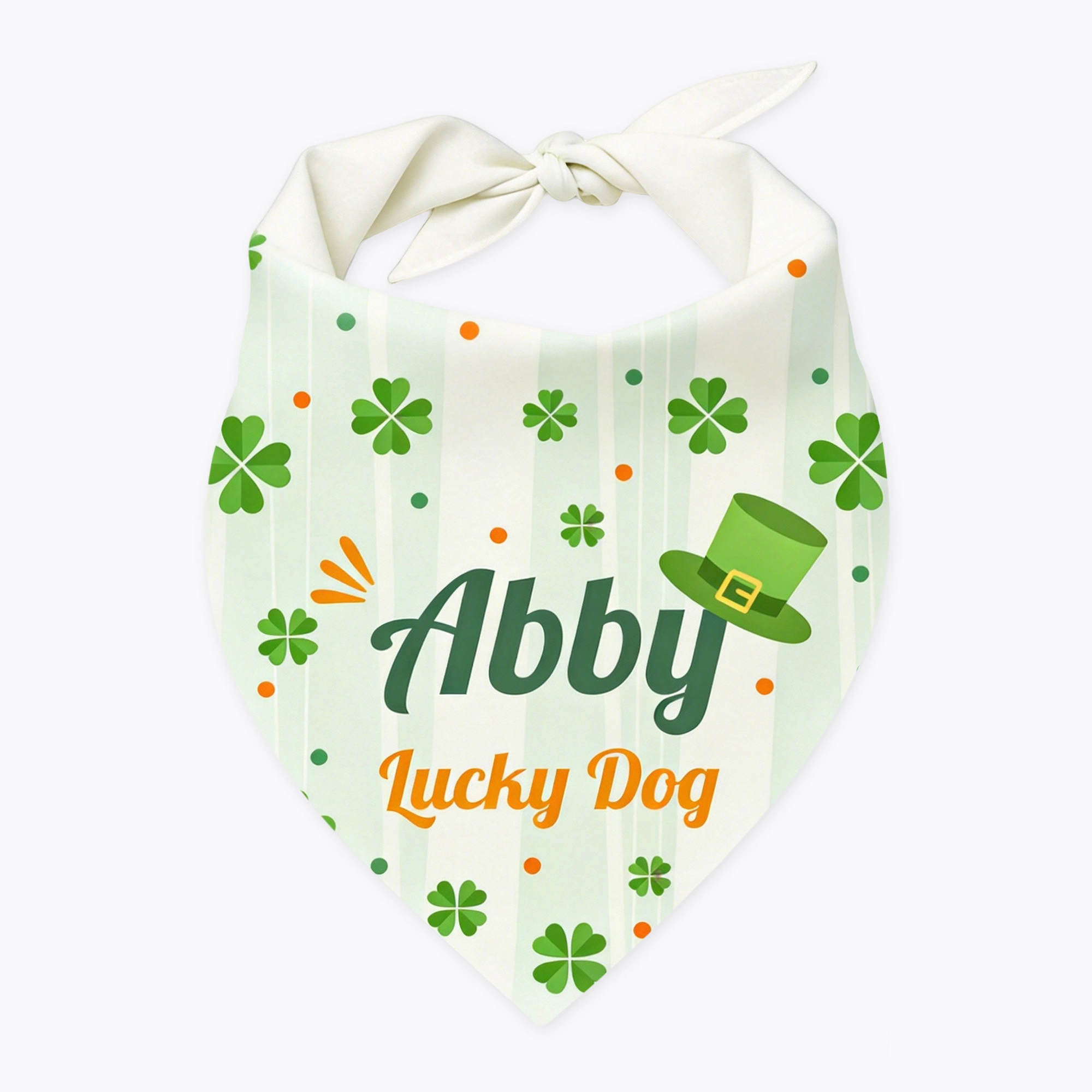 Custom Name and Text Lucky Clover Pet Bandana for St. Patrick's Day
