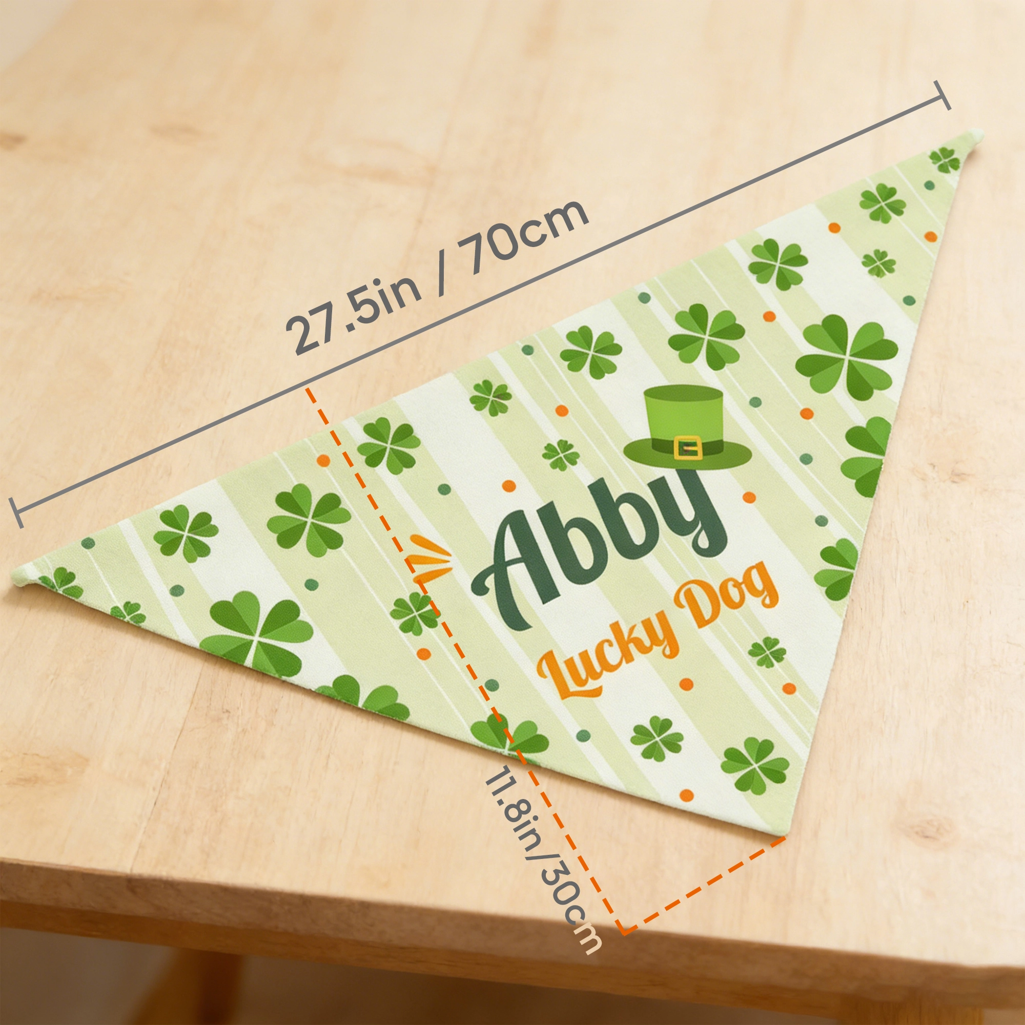 Custom Name Lucky Clover Pet Bandana for St. Patrick's Day
