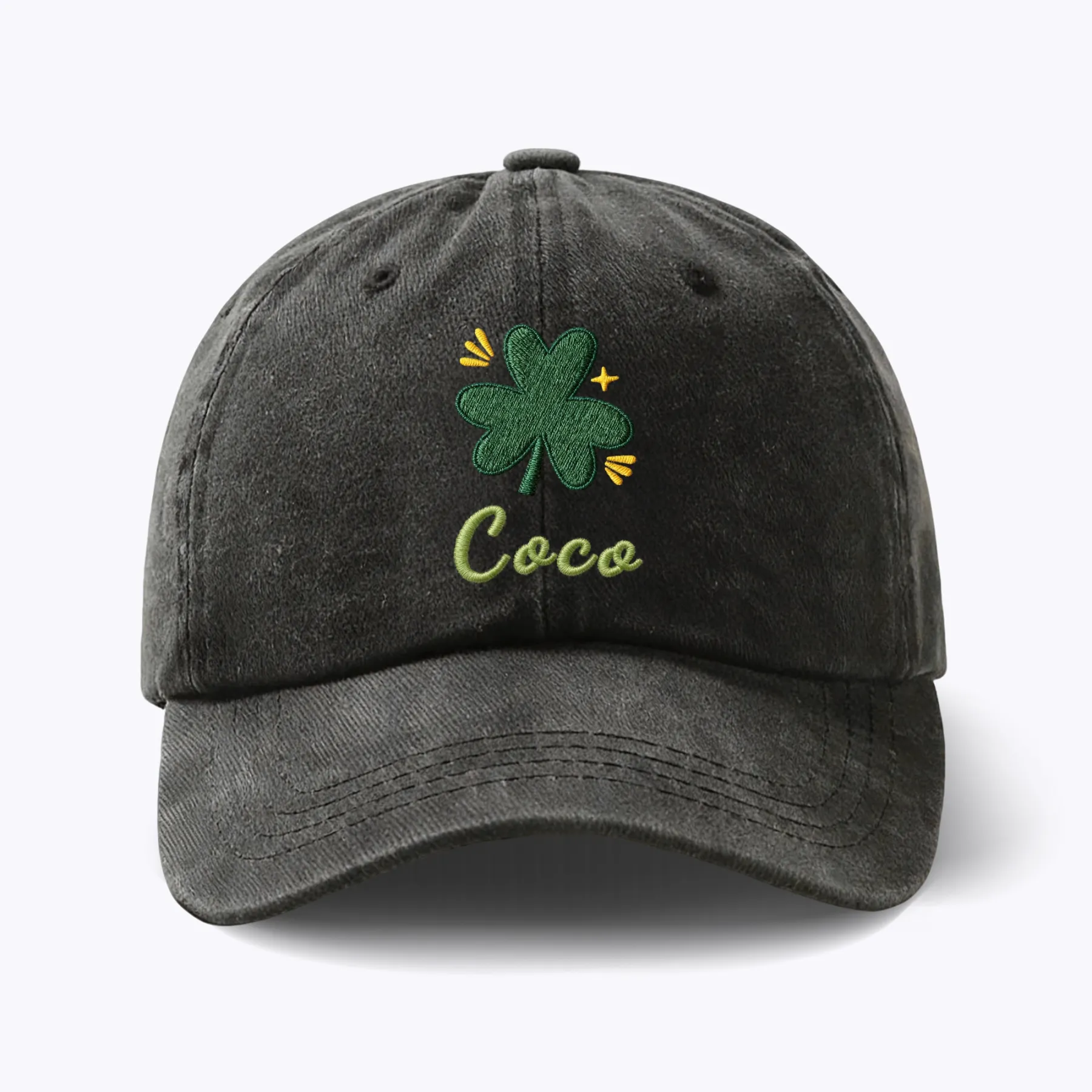 Custom Embroidered Name Lucky Clover Cap for St. Patrick's Day