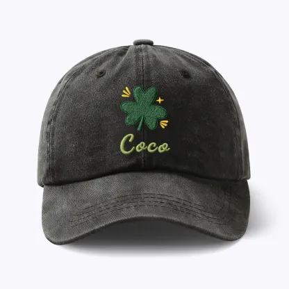 Custom Embroidered Name Lucky Clover Cap for St. Patrick's Day