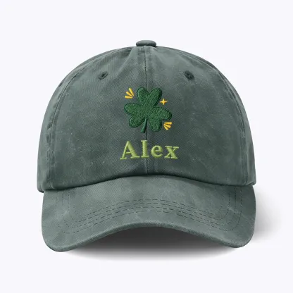 Custom Embroidered Name Lucky Clover Cap for St. Patrick's Day