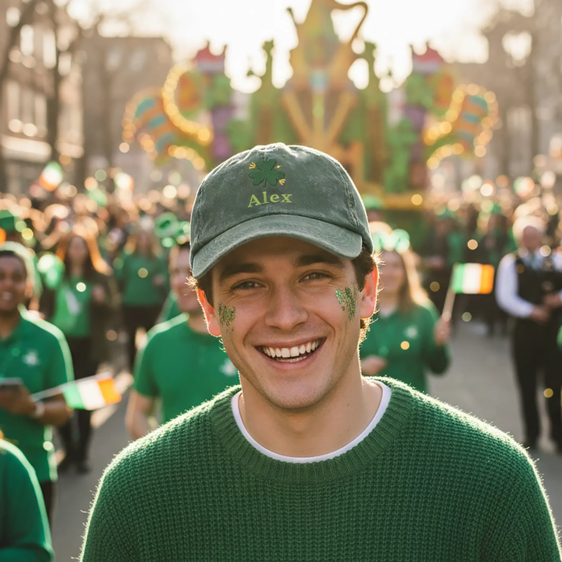 Custom Embroidered Name Lucky Clover Cap for St. Patrick's Day