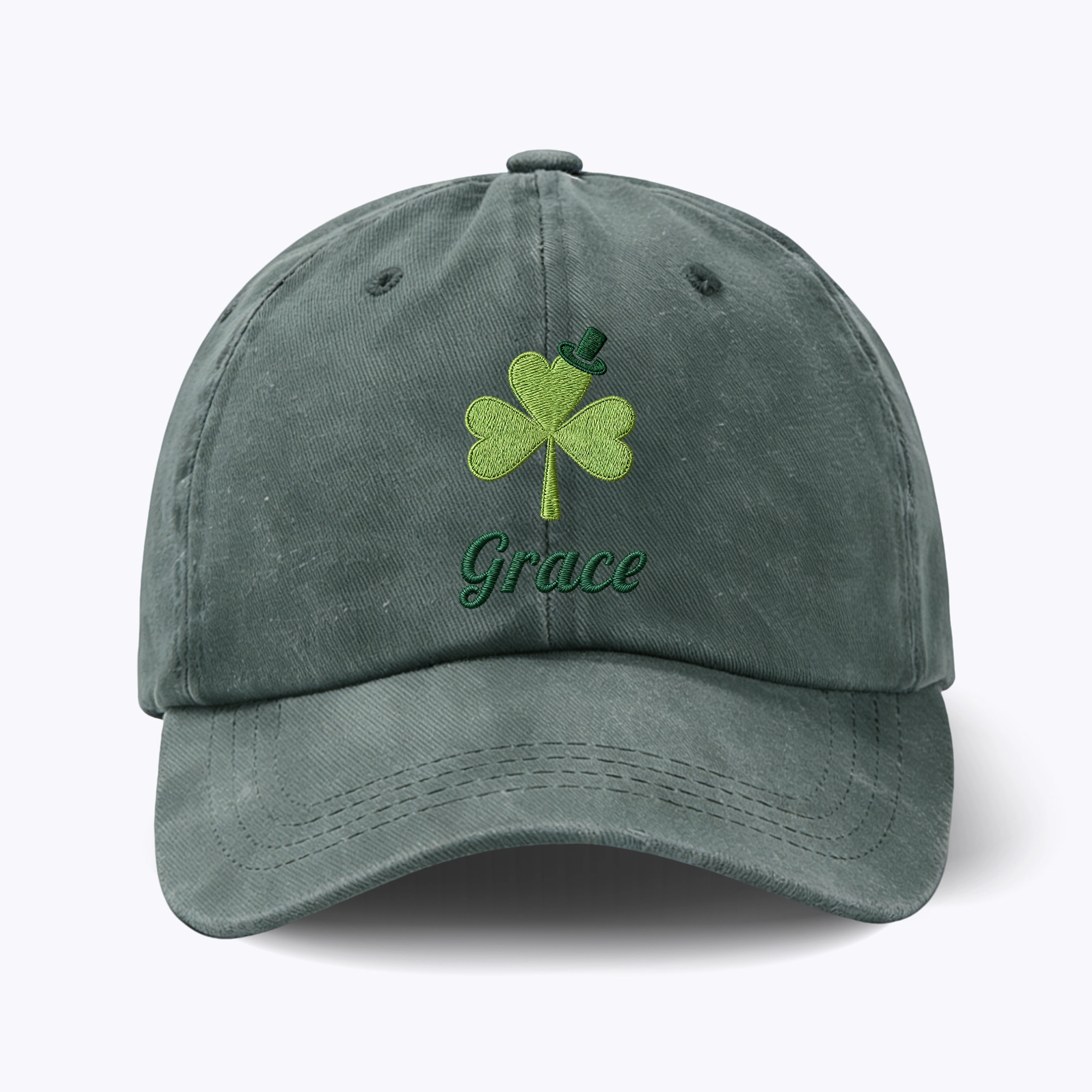 Custom Embroidered Name Lucky Clover Multi-color Cap for St. Patrick's Day