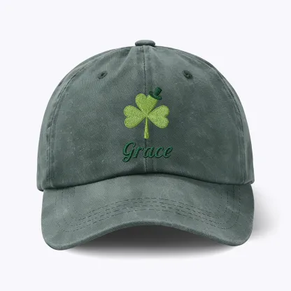 Custom Embroidered Name Lucky Clover Multi-color Cap for St. Patrick's Day