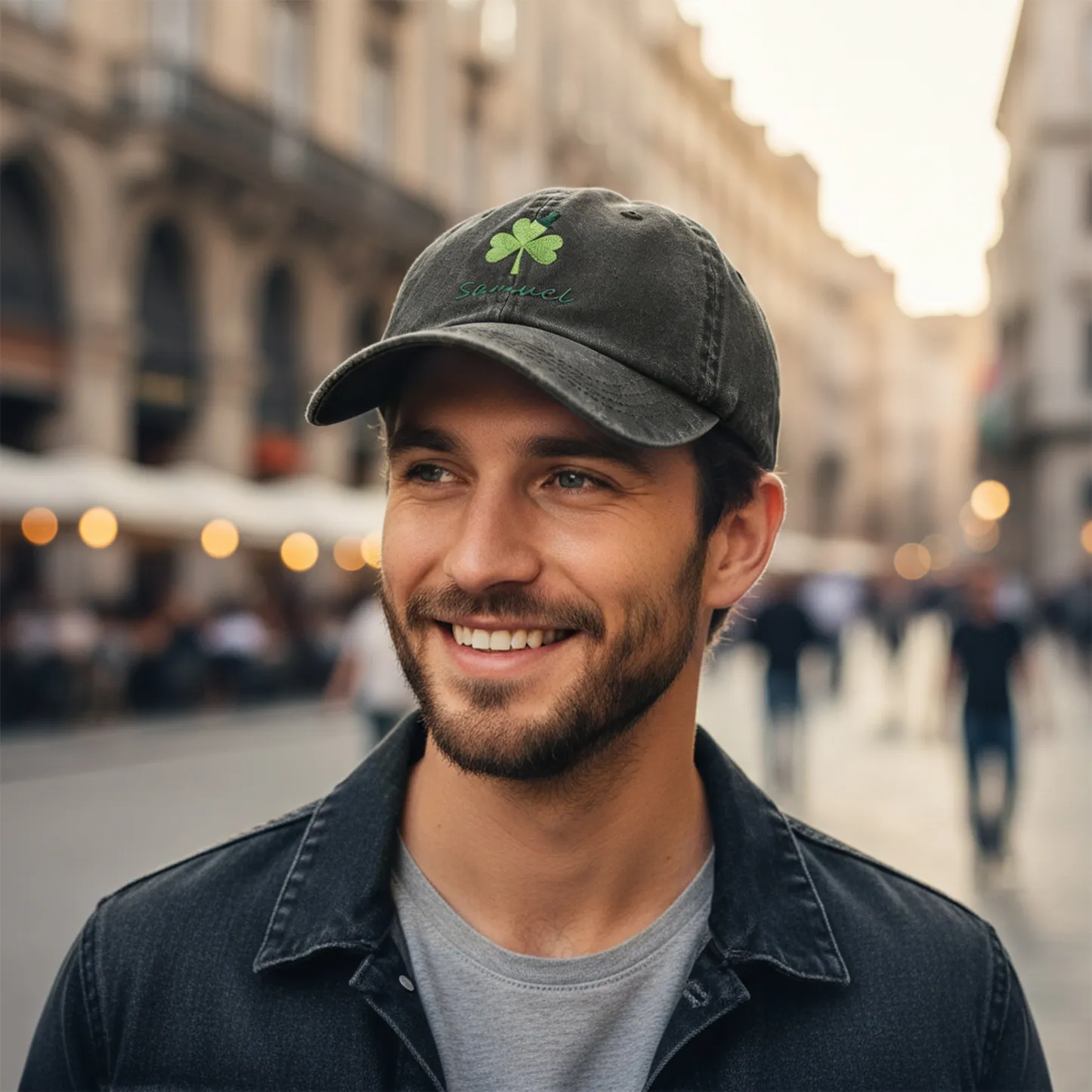 Custom Embroidered Name Lucky Clover Multi-color Cap for St. Patrick's Day