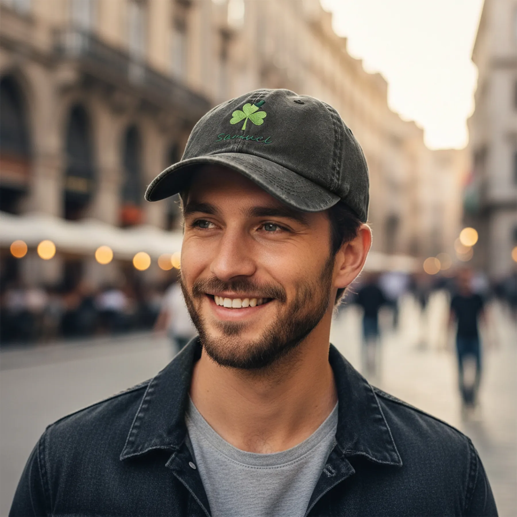 Custom Embroidered Name Lucky Clover Multi-color Cap for St. Patrick's Day