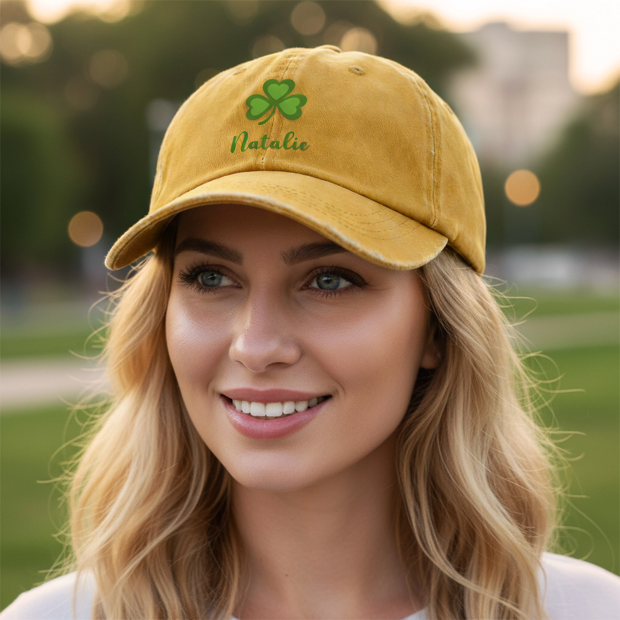 Custom Printed Lucky Clover Name Cap for St. Patrick's Day