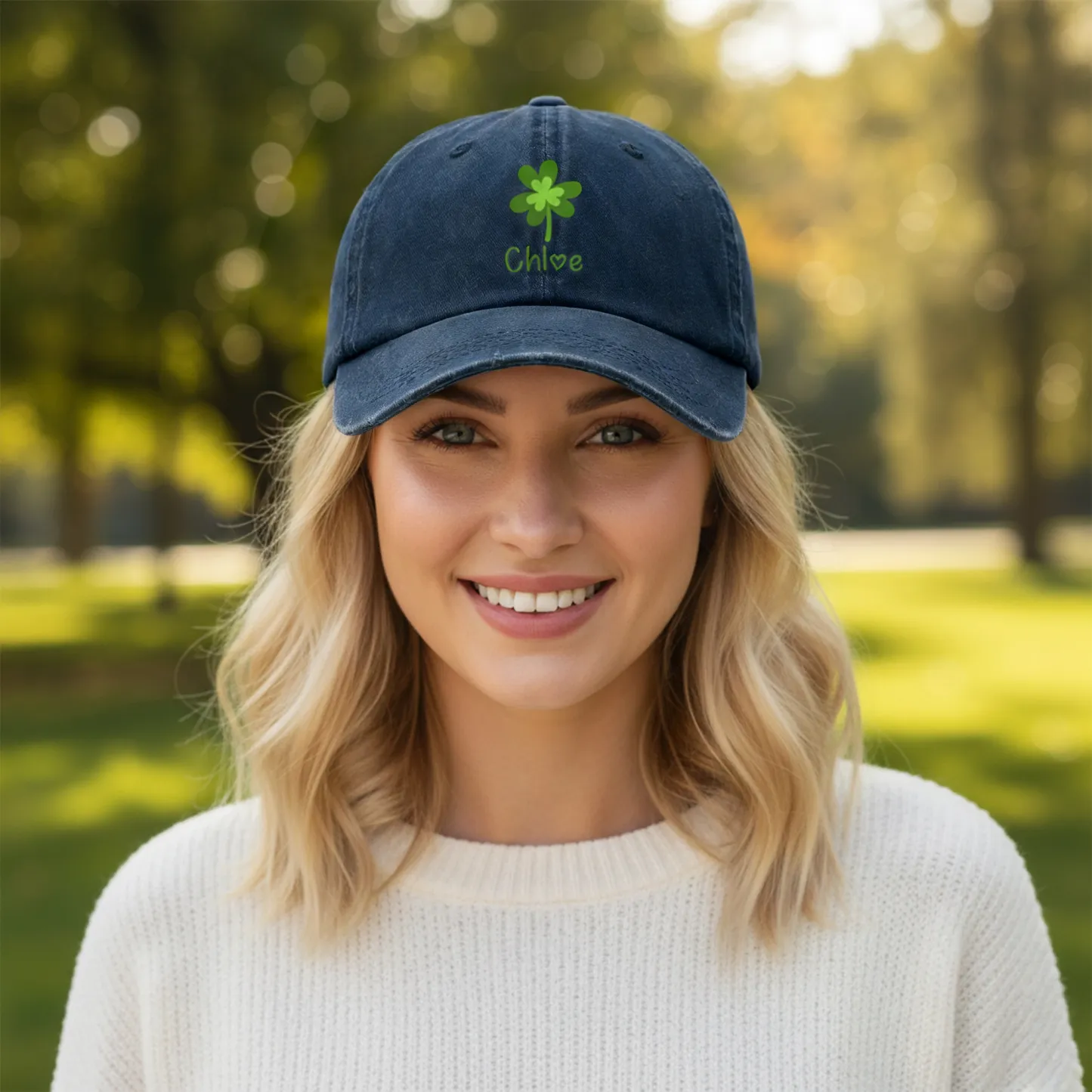 Custom Printed Name Lucky Clover Multi-color Cap for St. Patrick's Day