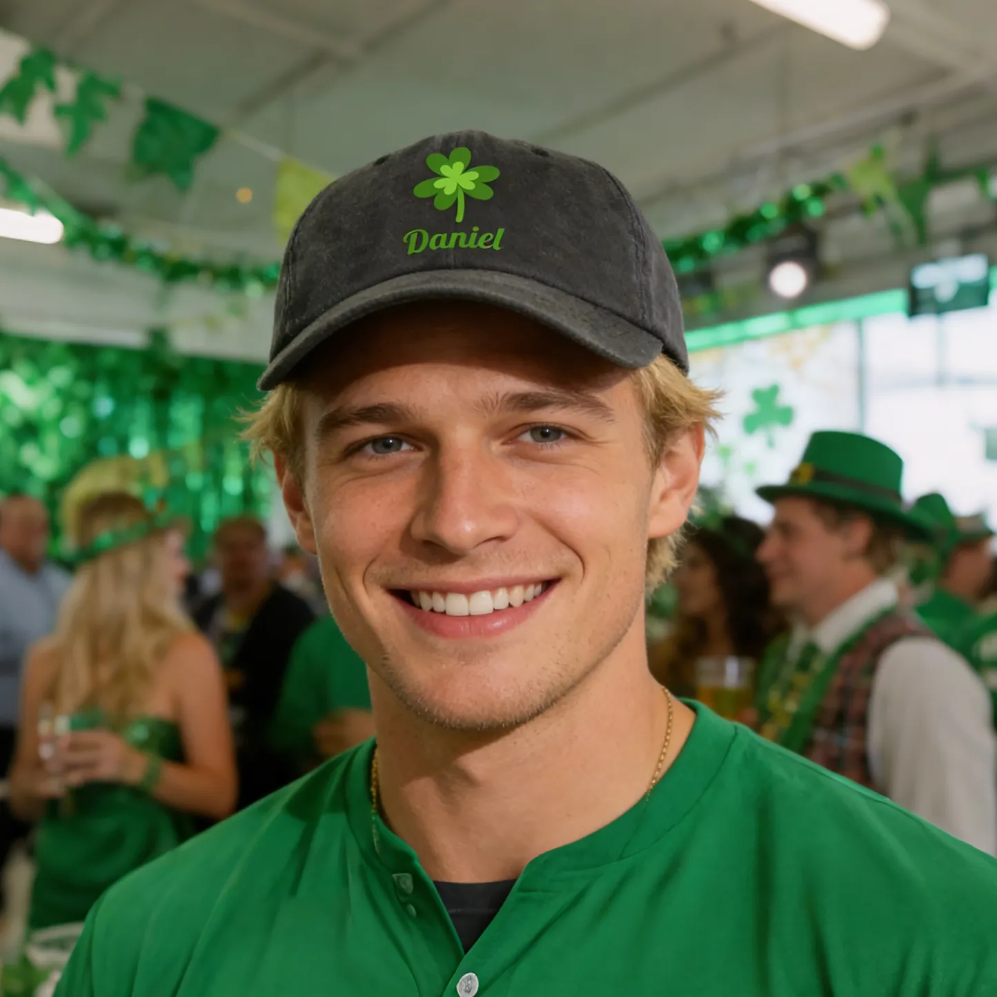 Custom Printed Name Lucky Clover Multi-color Cap for St. Patrick's Day