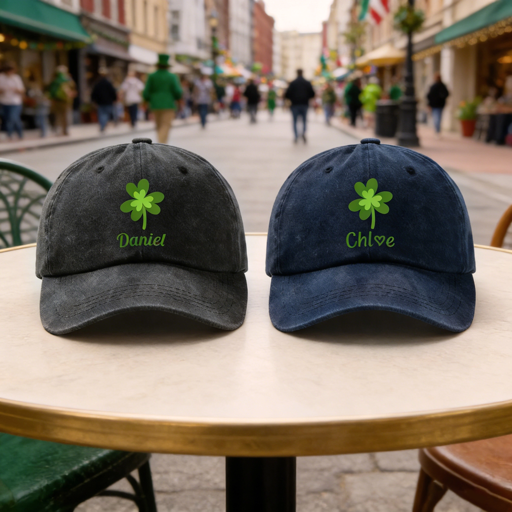 Custom Printed Name Lucky Clover Multi-color Cap for St. Patrick's Day
