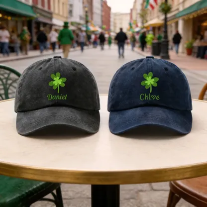 Custom Printed Name Lucky Clover Multi-color Cap for St. Patrick's Day