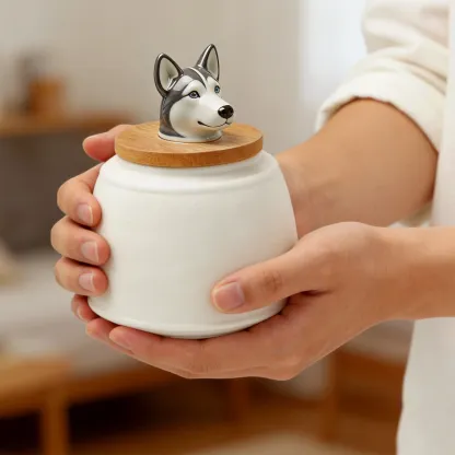 Custom 3D Handmade Ceramic Pet Head Urn Pet Memorial