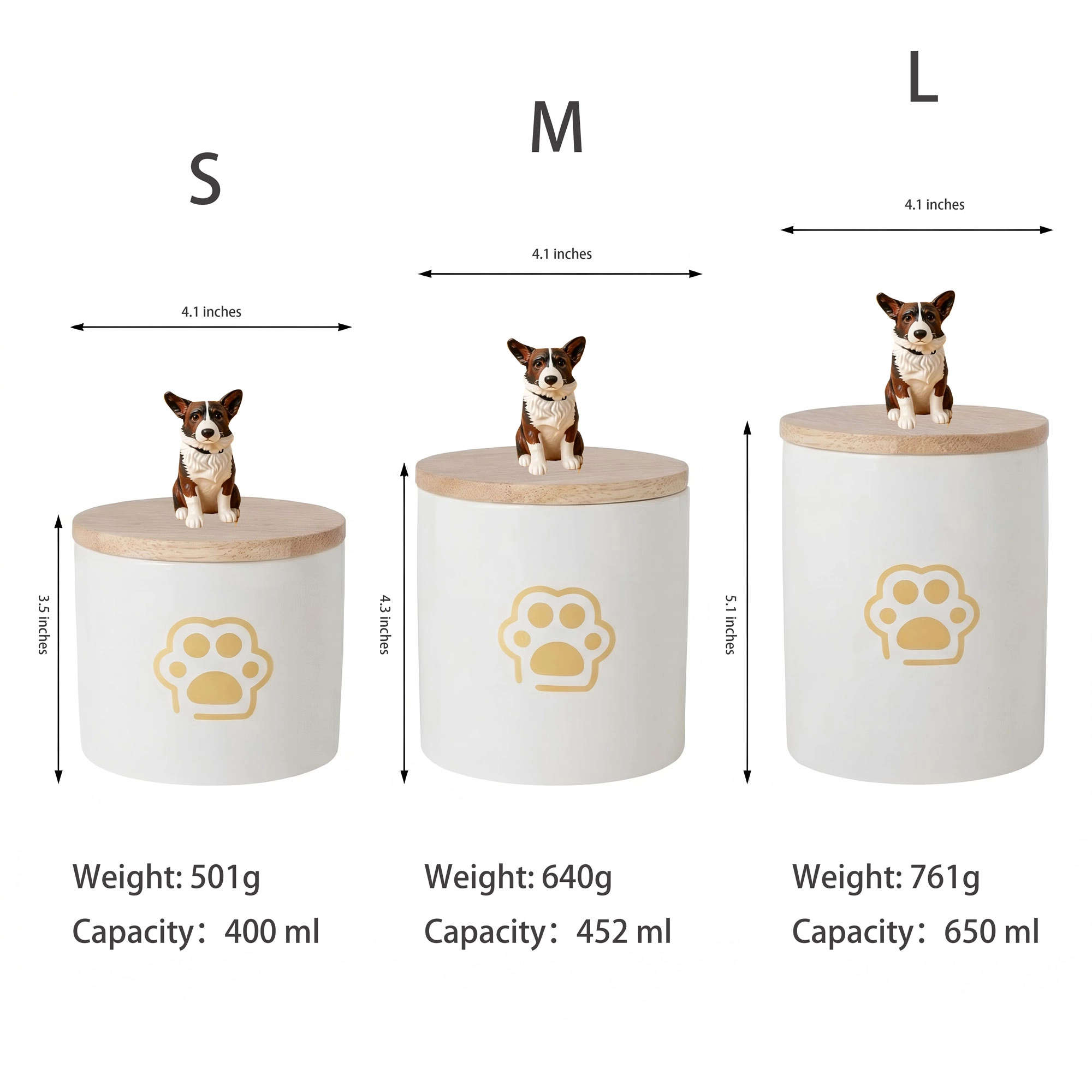 Custom 3D Handmade Ceramic Half Body Pet Figurine Urn Pet Memorial with Paw Pattern