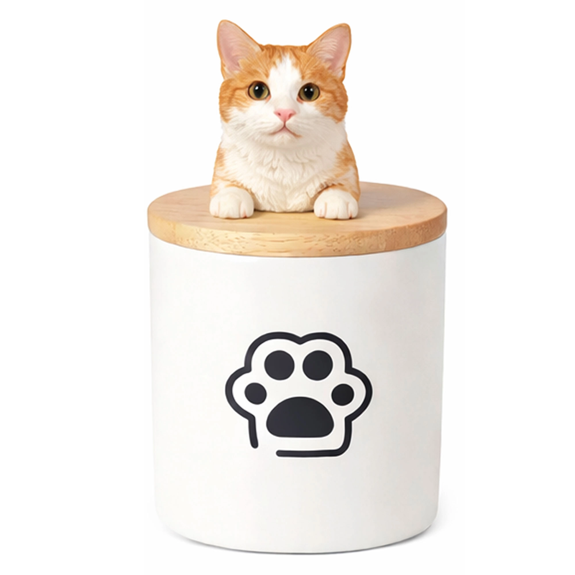 Custom 3D Handmade Ceramic Half Body Pet Figurine Urn Pet Memorial with Paw Pattern