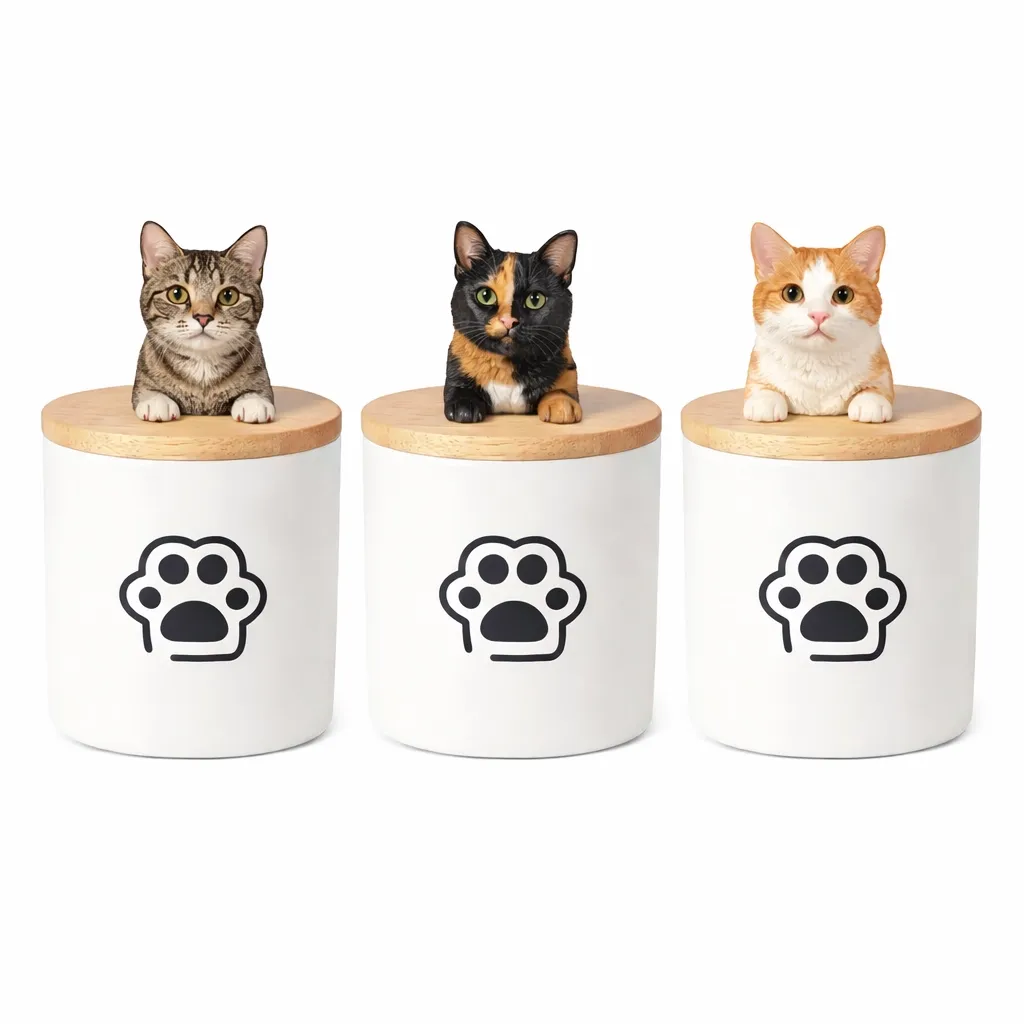 Custom 3D Handmade Ceramic Half Body Pet Figurine Urn Pet Memorial with Paw Pattern