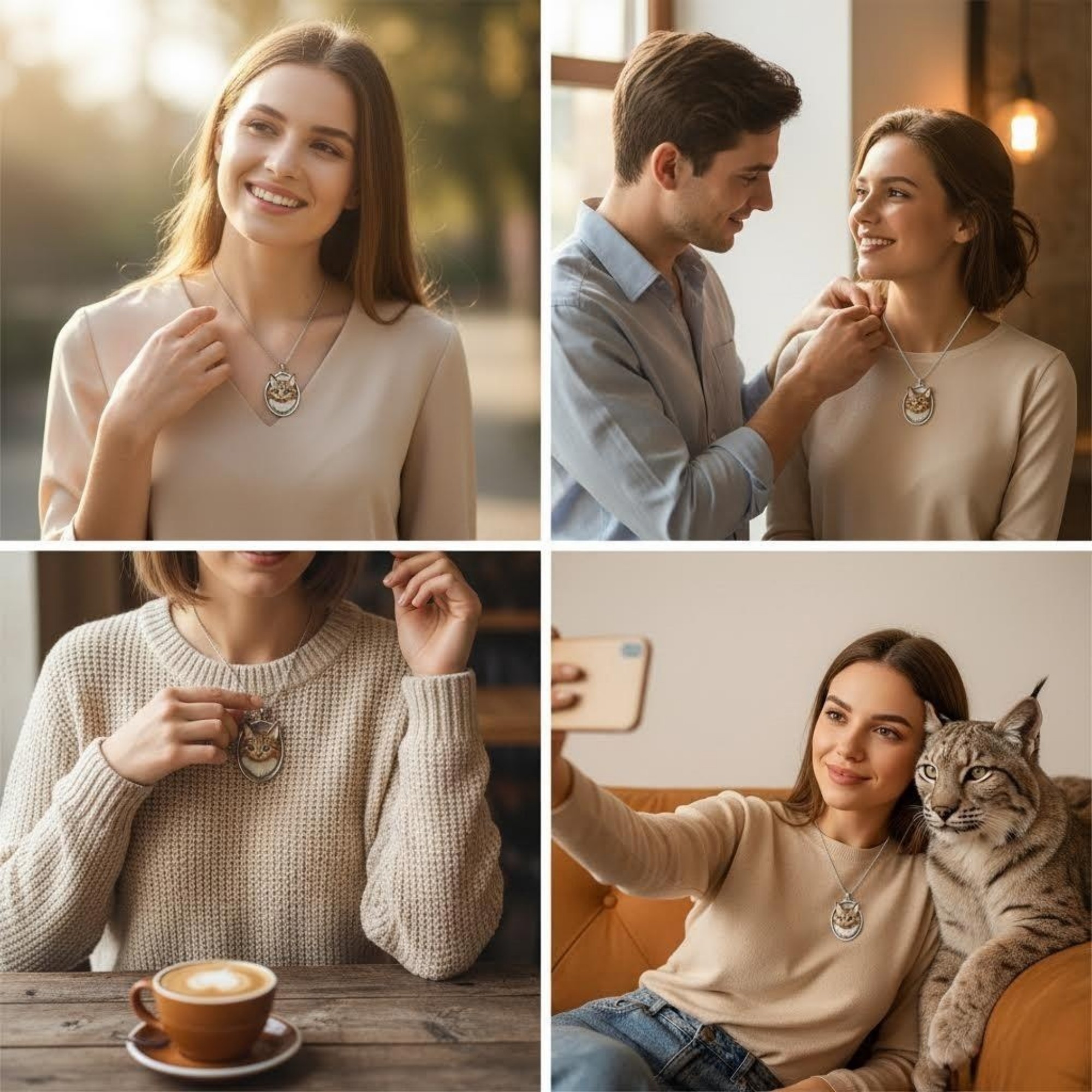 Custom 3D Handmade Ceramic Dog Cat Pet Face Necklace