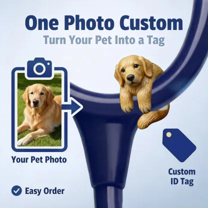 Custom 3D Handmade Ceramic-like Dog Cat Pet Stethoscope Tag for Veterinarians Nurses Doctors Medical Staff Nurses Week Gift