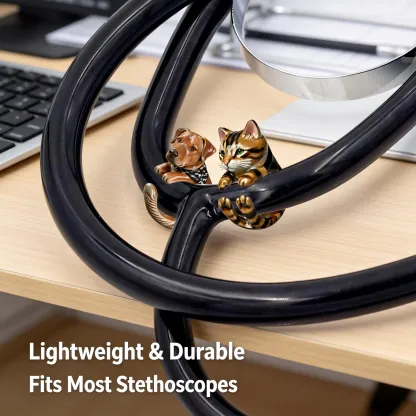 Custom 3D Handmade Ceramic Dog Cat Pet Stethoscope Tag for Nurses Doctors Medical Staff