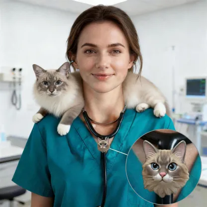 Custom 3D Handmade Ceramic Cat Dog Pet Face Stethoscope Name Tag for Nurses Doctors Medical Staff