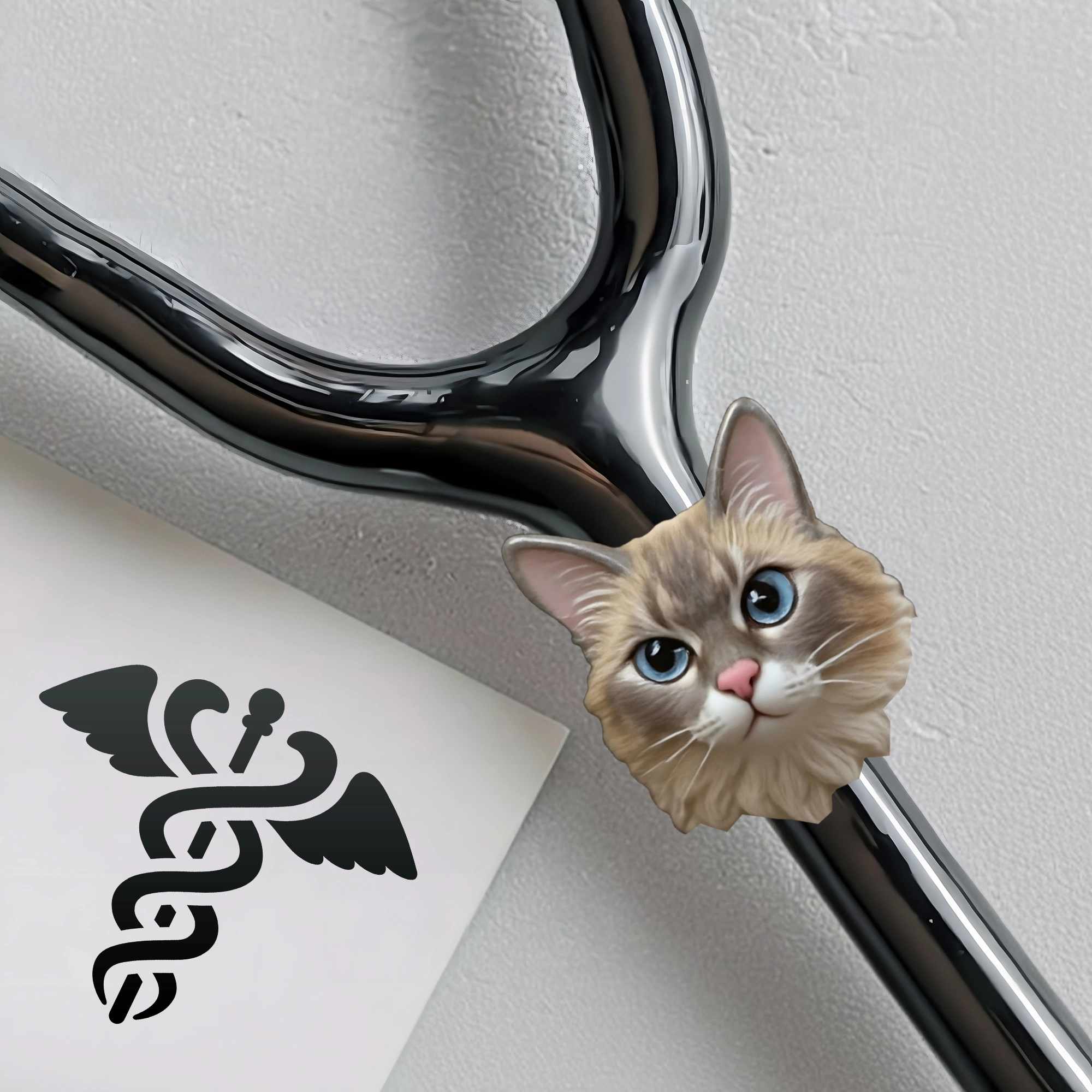 Custom 3D Handmade Ceramic Cat Dog Pet Face Stethoscope Name Tag for Nurses Doctors Medical Staff