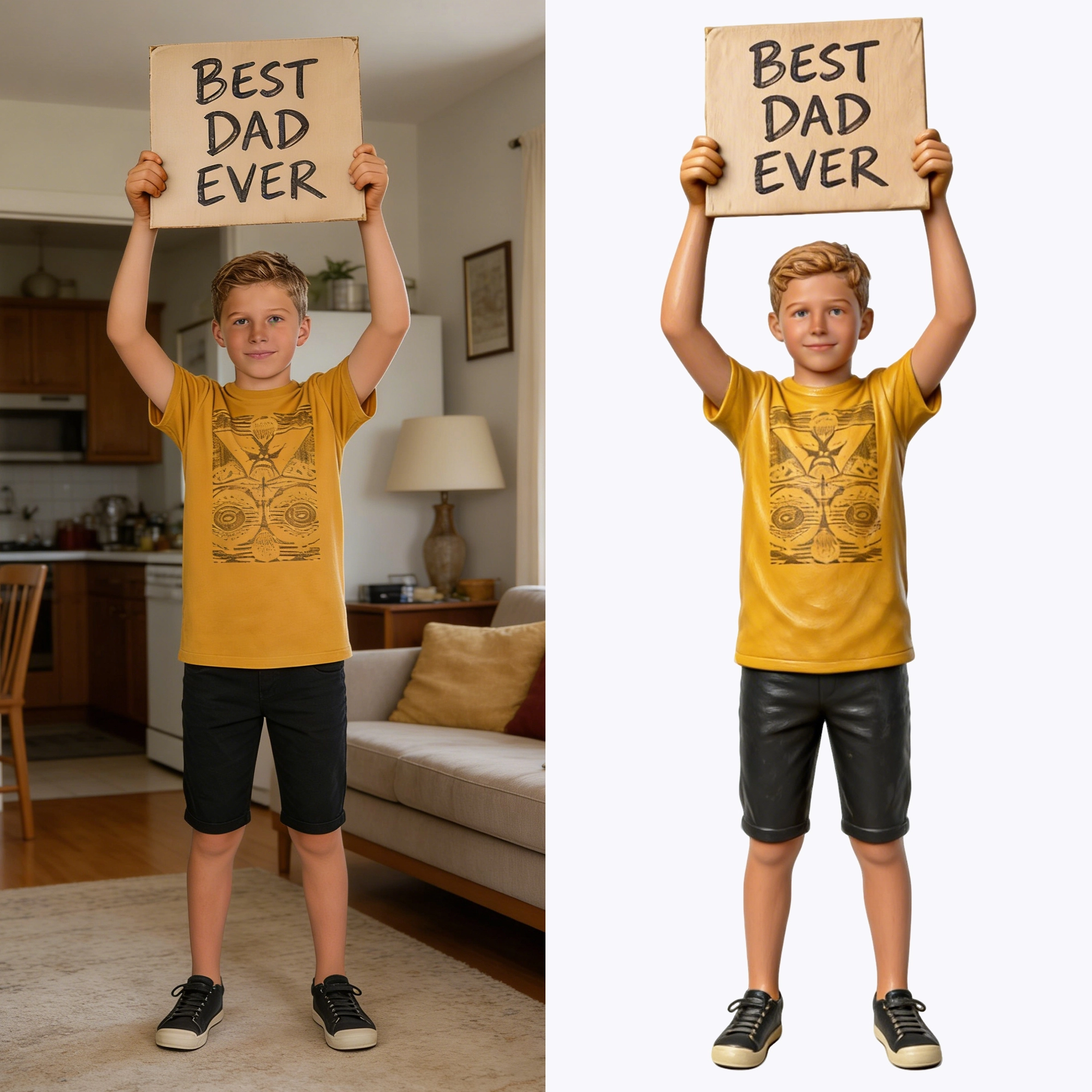 Custom Kid Boy Girl Highly Realistic Full-Color 3D Full Body Figurine for Father's Day