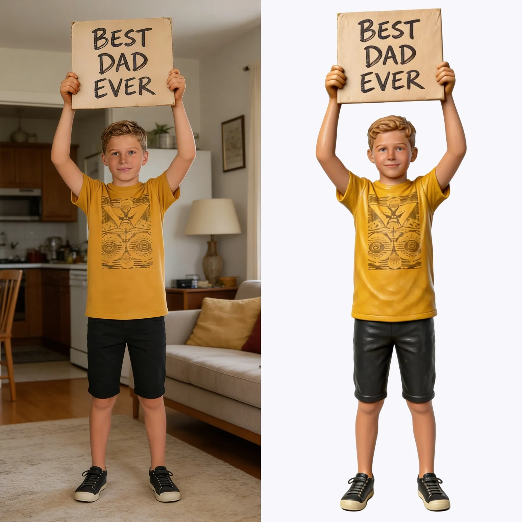 Custom Kid Boy Girl Highly Realistic Full-Color 3D Full Body Figurine for Father's Day