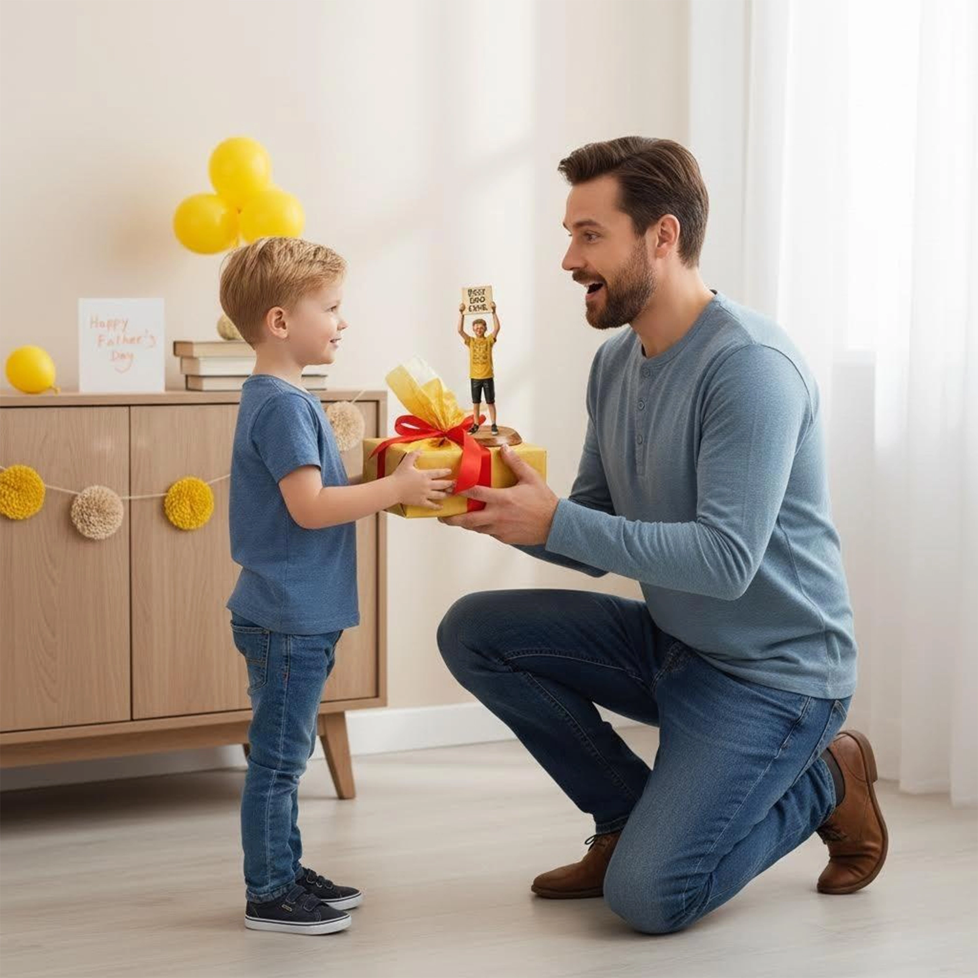 Custom Kid Boy Girl Highly Realistic Full-Color 3D Full Body Figurine for Father's Day