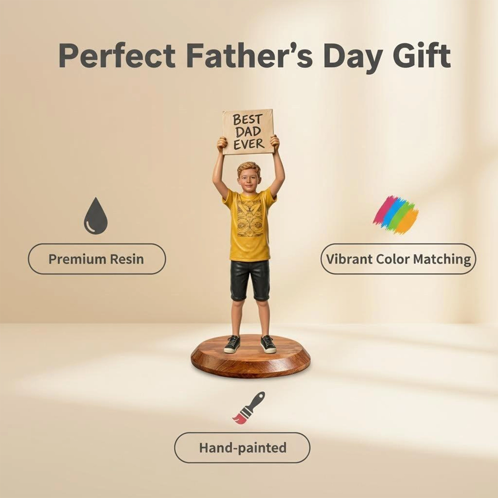 Custom Kid Boy Girl Highly Realistic Full-Color 3D Full Body Figurine for Father's Day