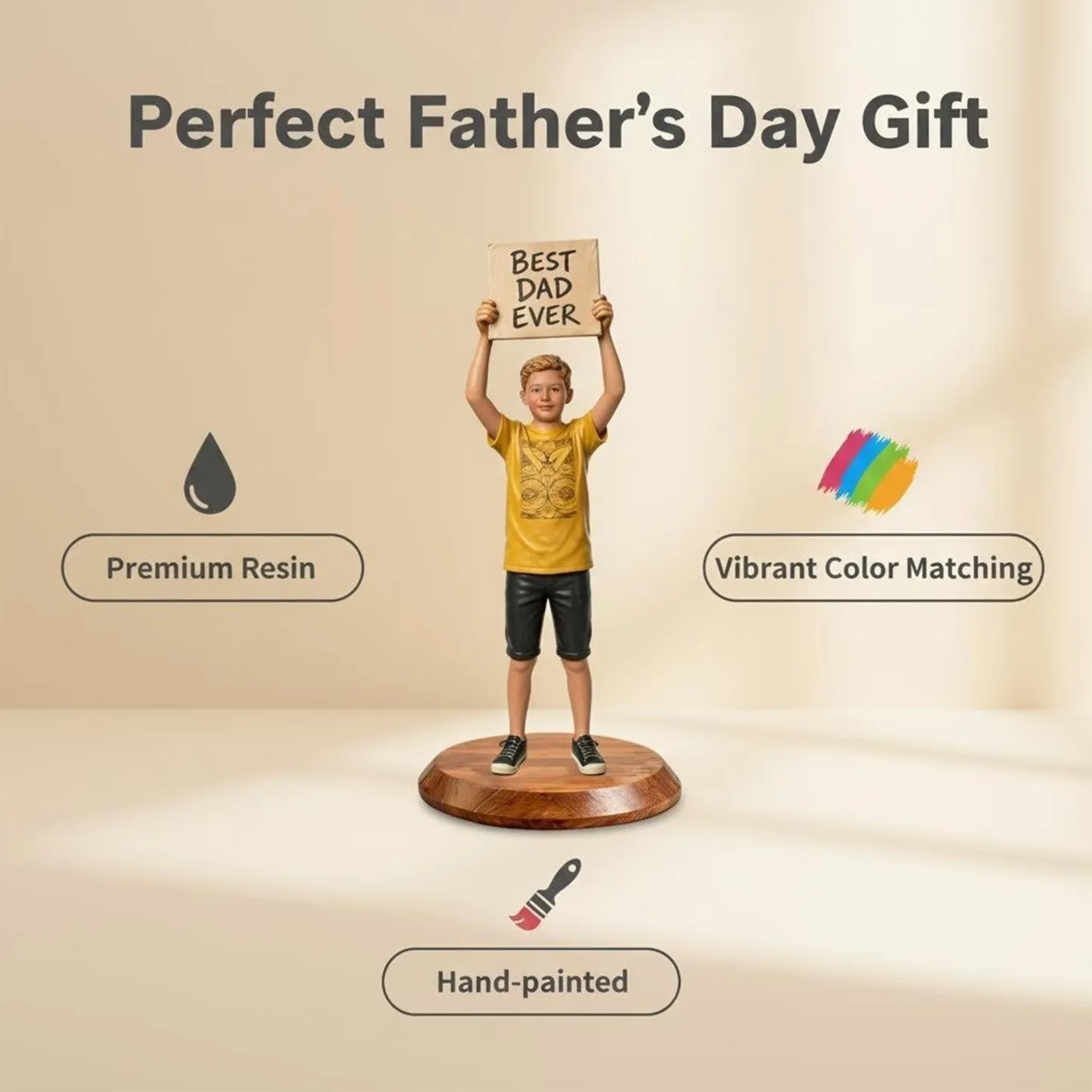 Custom Kid Boy Girl Highly Realistic Full-Color 3D Full Body Figurine for Father's Day