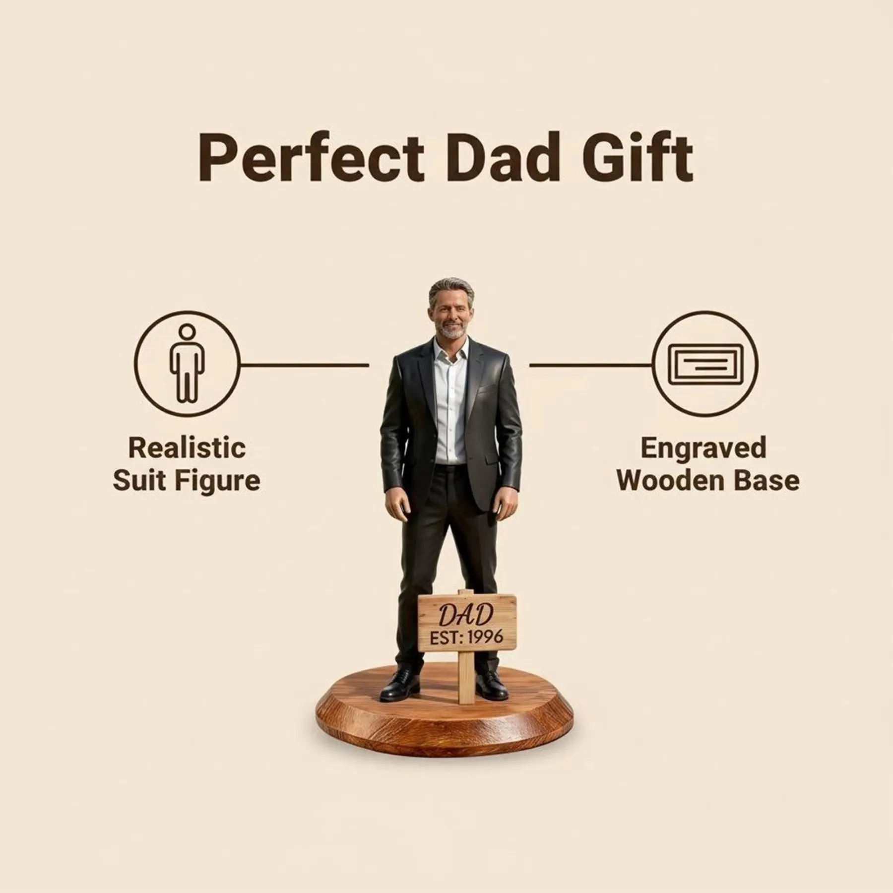 Custom Men Dad Highly Realistic Full-Color 3D Full Body Figurine for Father's Day