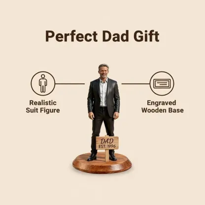 Custom Men Dad Highly Realistic Full-Color 3D Full Body Figurine for Father's Day