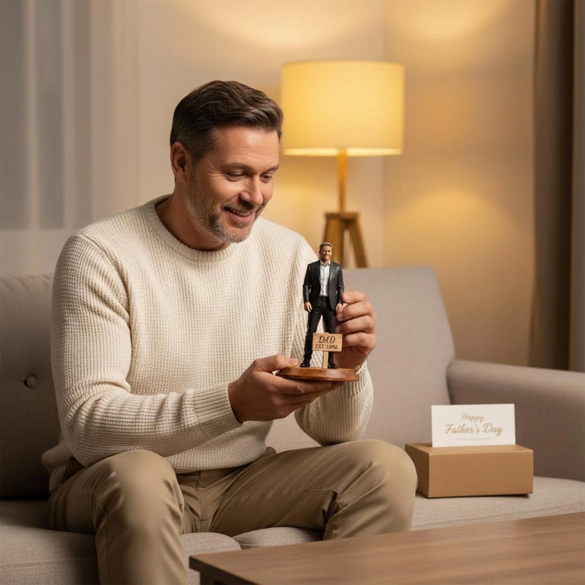 Custom Men Dad Highly Realistic Full-Color 3D Full Body Figurine for Father's Day