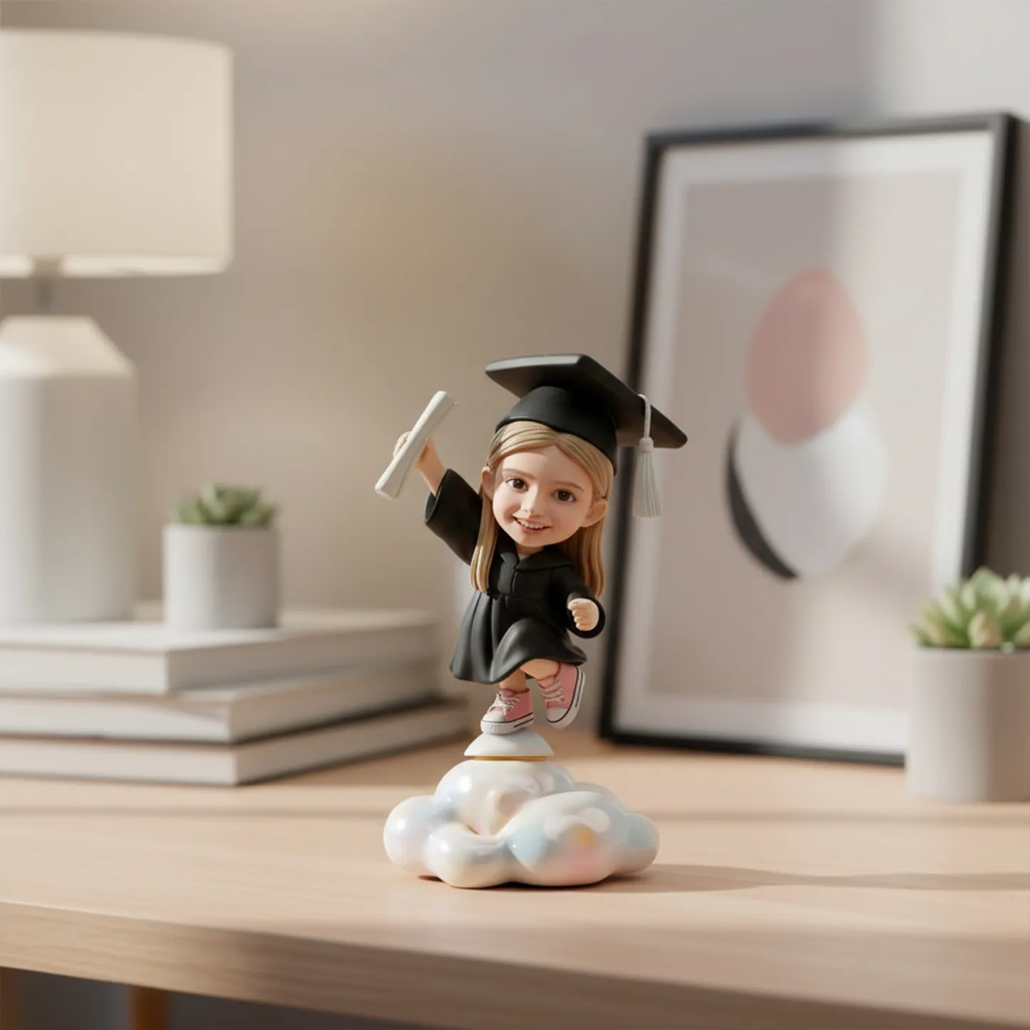 Custom Rotating Highly Realistic Full-Color 3D Chibi Figurine Graduation Gift