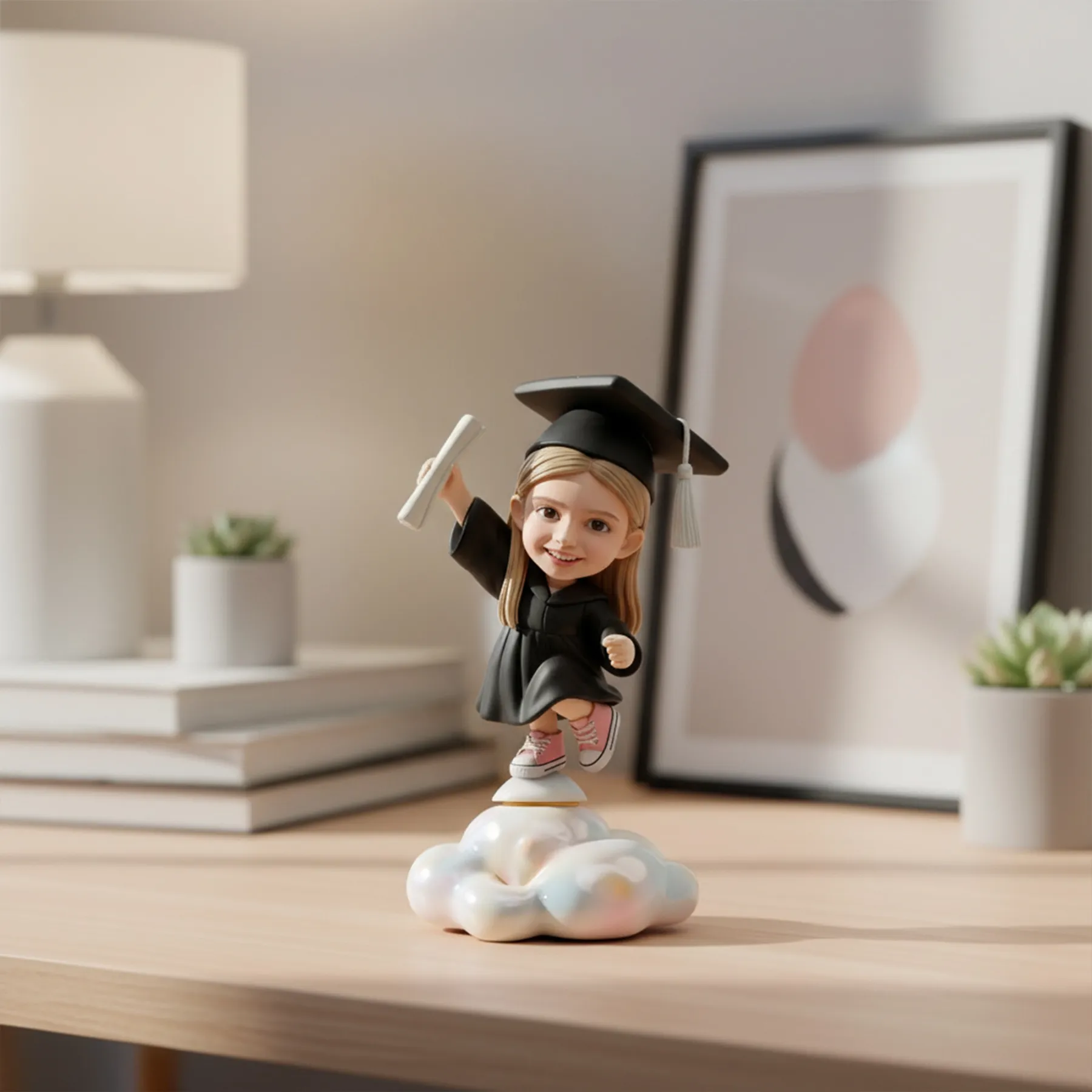 Custom Rotating Highly Realistic Full-Color 3D Chibi Figurine Graduation Gift