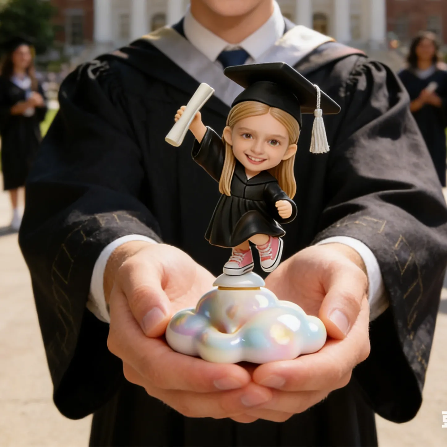 Custom Rotating Highly Realistic Full-Color 3D Chibi Figurine Graduation Gift