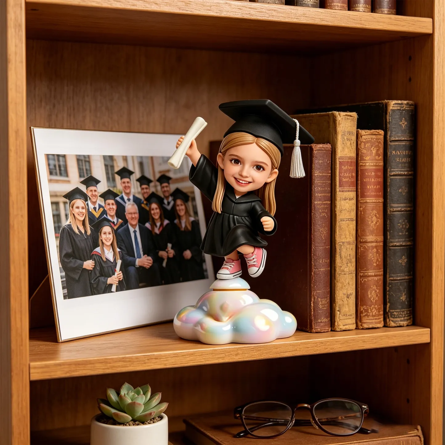 Custom Rotating Highly Realistic Full-Color 3D Chibi Figurine Graduation Gift