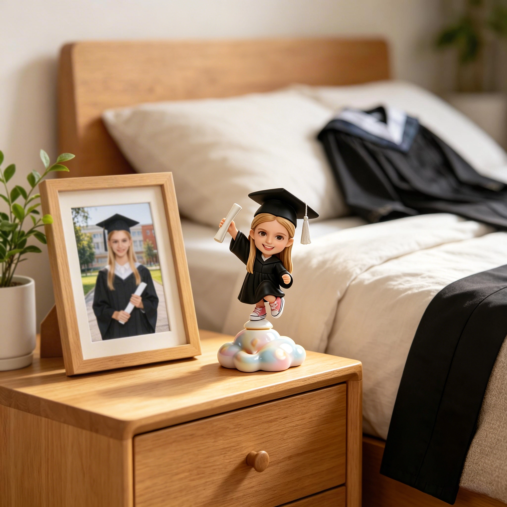 Custom Rotating Highly Realistic Full-Color 3D Chibi Figurine Graduation Gift