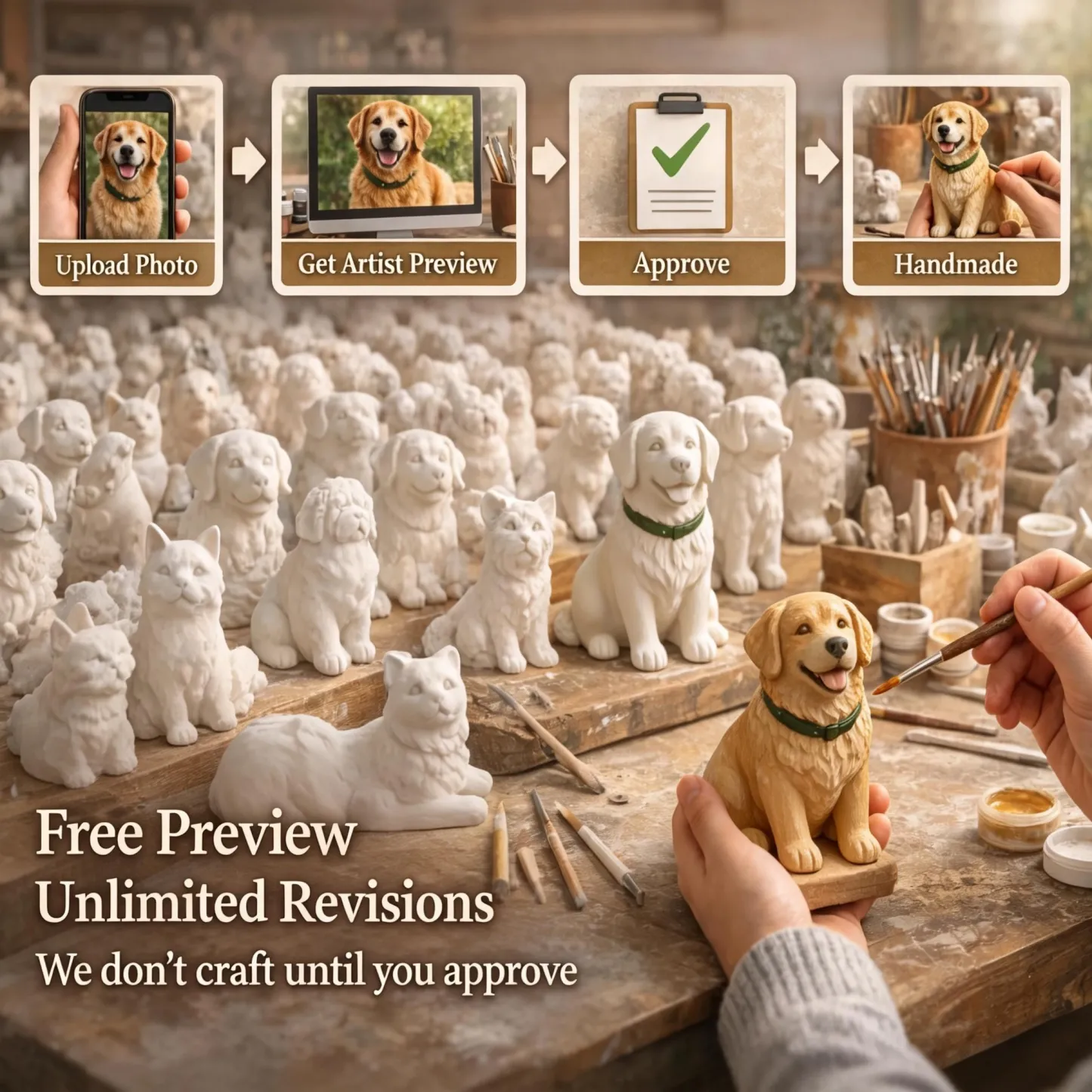 Personalized Highly Realistic Full-Color 3D Pet Dog Cat Statue