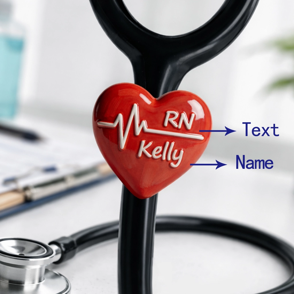 Custom Name Text Heartbeat Ultralight Clay Ceramic Stethoscope Charm for Nurses Doctors Medical Staff Nurses Week Gift
