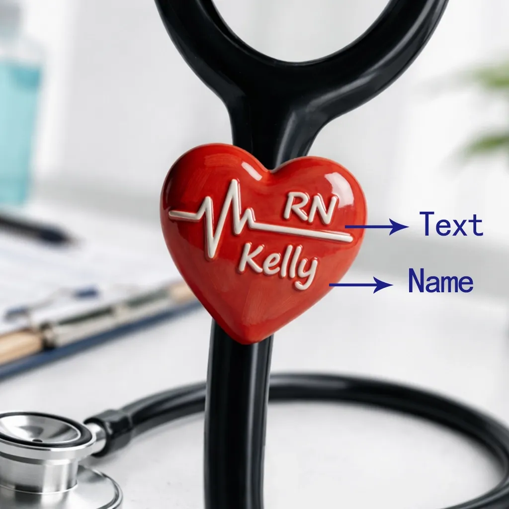 Custom Name Text Heartbeat Ultralight Clay Ceramic Stethoscope Charm for Nurses Doctors Medical Staff Nurses Week Gift