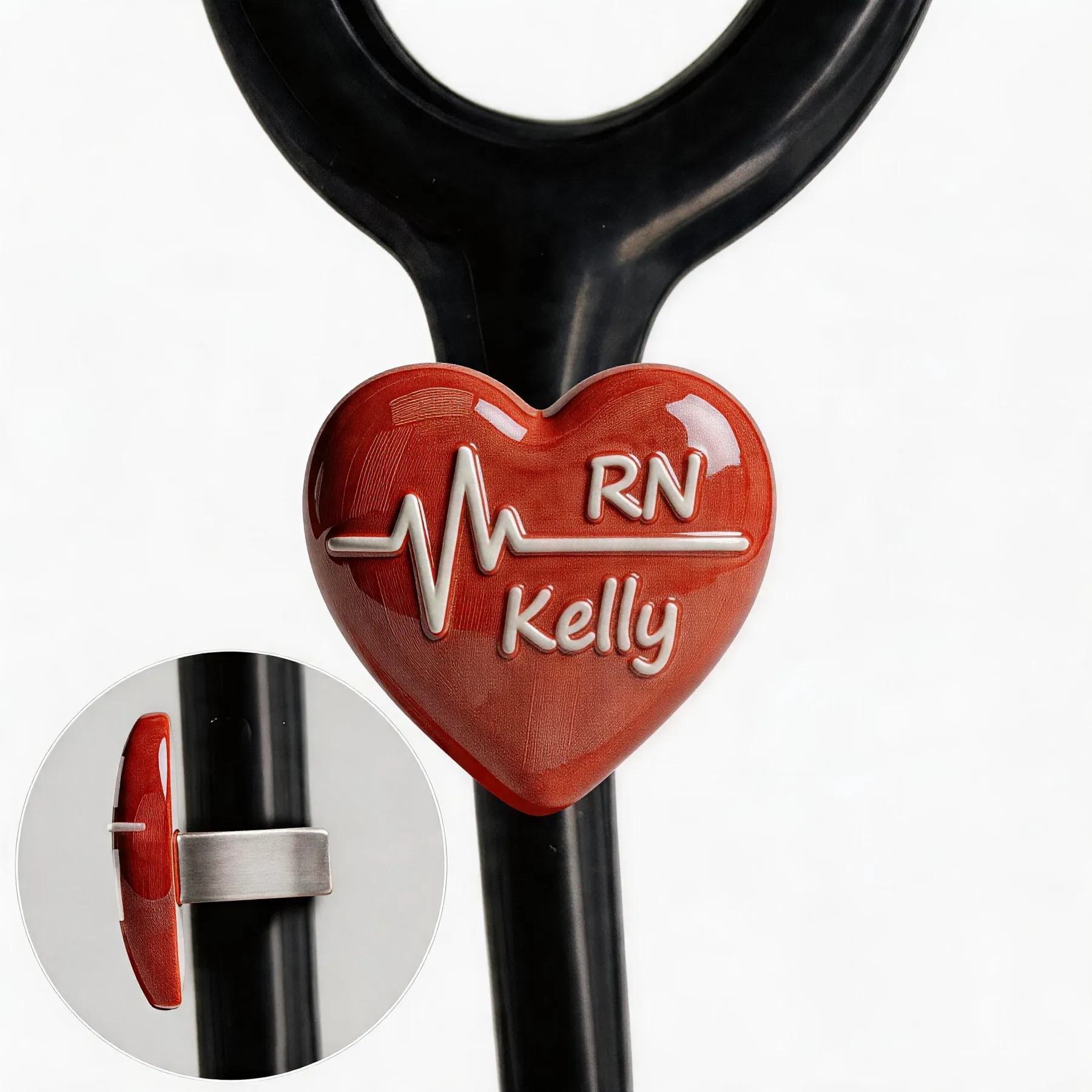 Custom Name Text Heartbeat Ultralight Clay Ceramic Stethoscope Charm for Nurses Doctors Medical Staff Nurses Week Gift