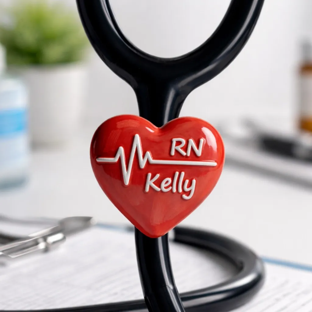 Custom Name Text Heartbeat Ultralight Clay Ceramic Stethoscope Charm for Nurses Doctors Medical Staff Nurses Week Gift