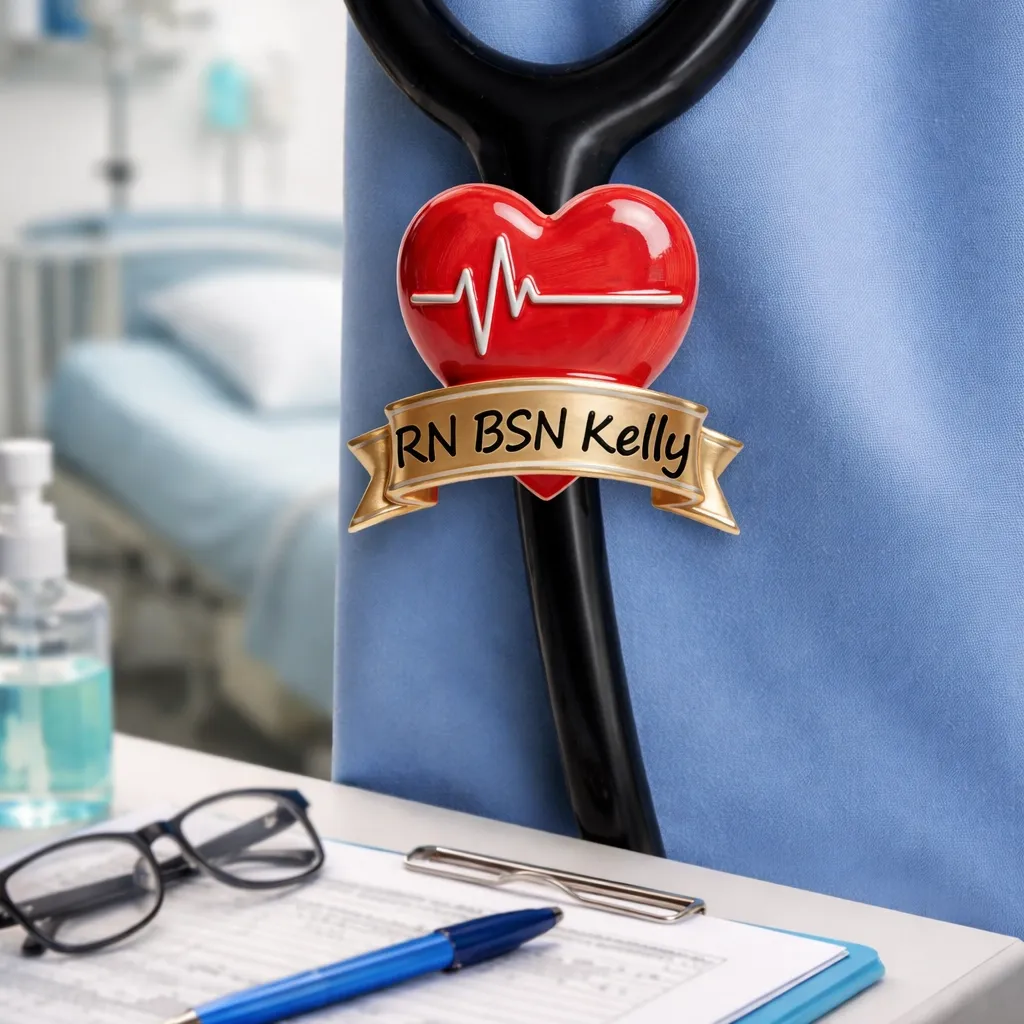 Custom Name Text Heartbeat Stethoscope Ultralight Clay Ceramic Charm for Nurses Doctors Medical Staff Nurses Week Gift