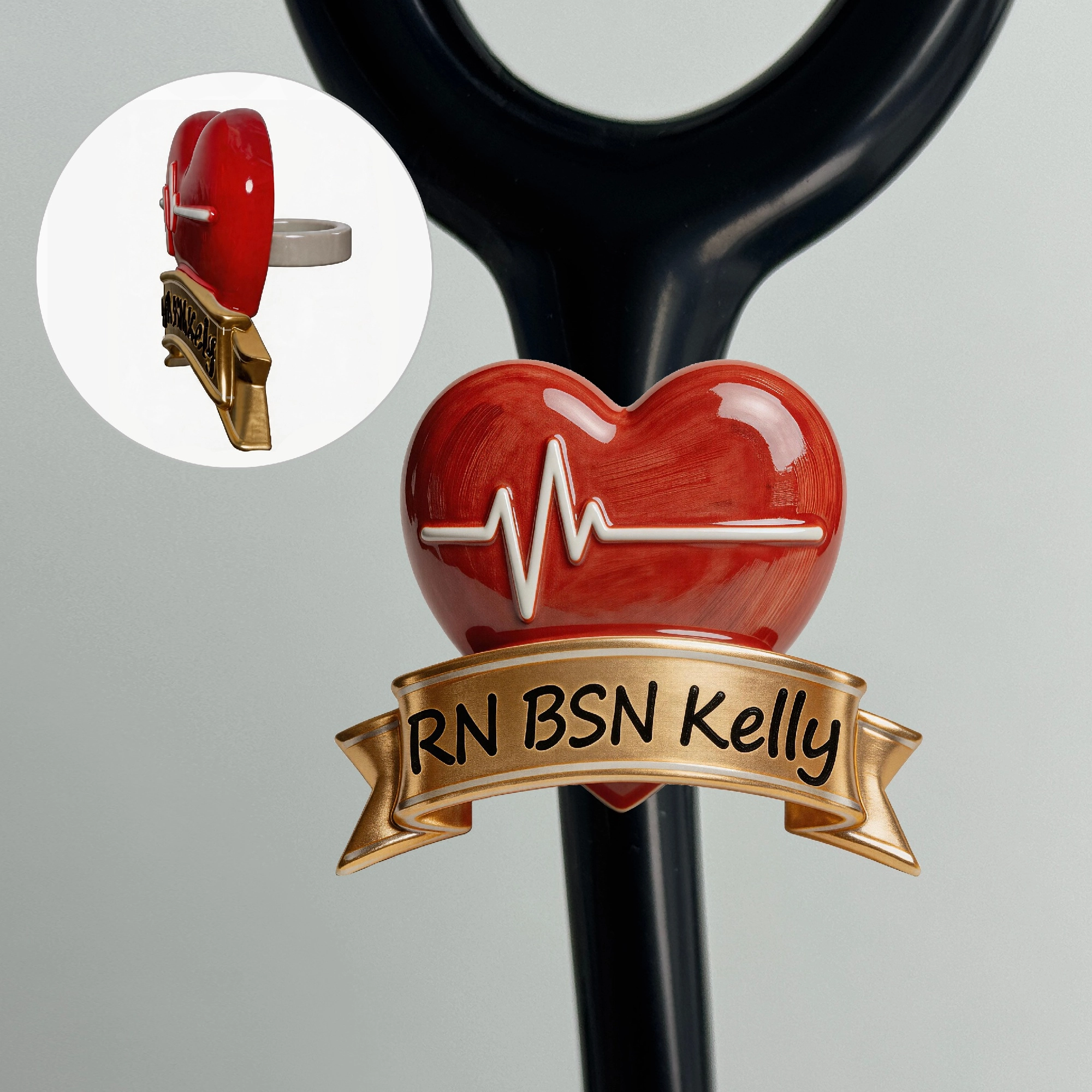 Custom Name Text Heartbeat Stethoscope Ultralight Clay Ceramic Charm for Nurses Doctors Medical Staff Nurses Week Gift