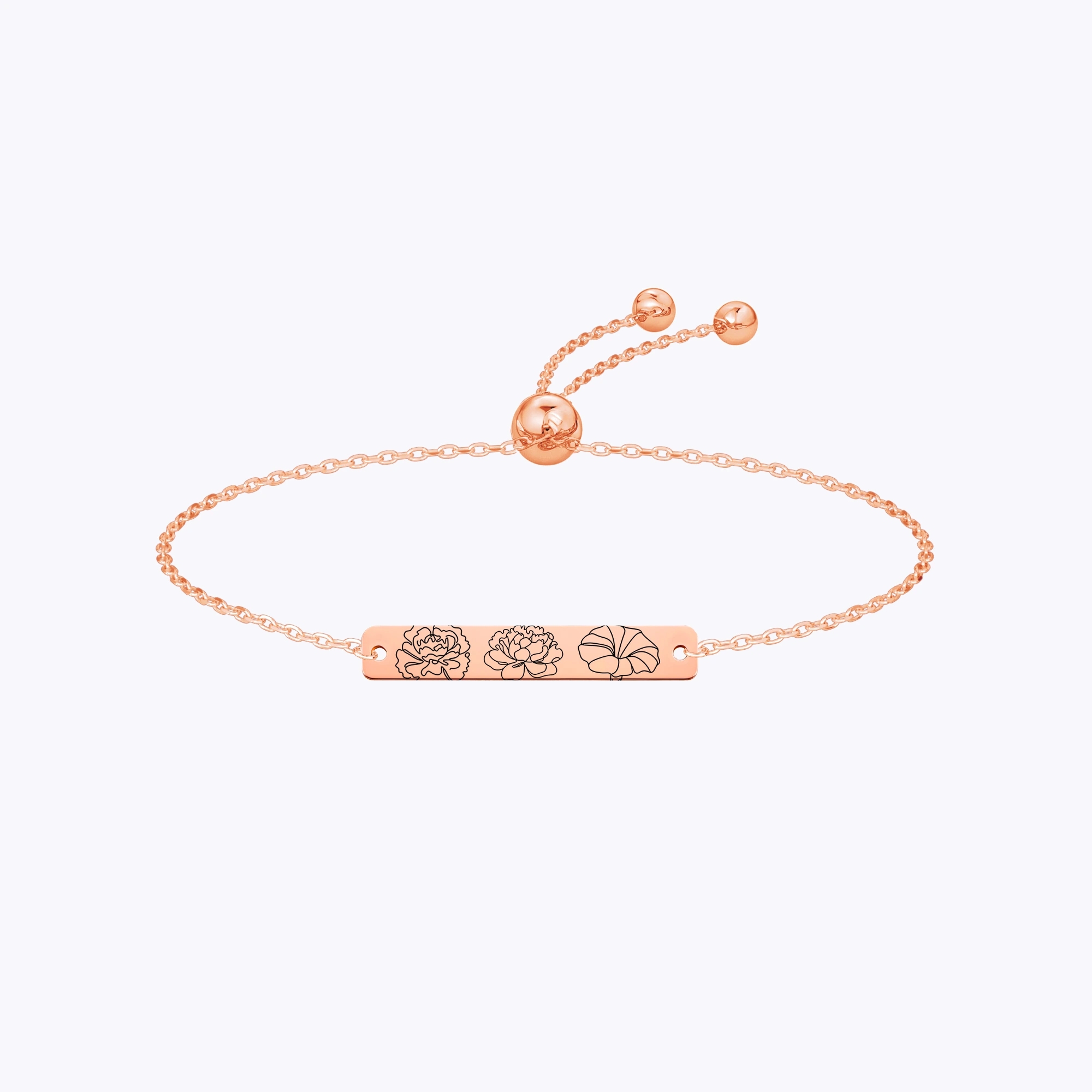 Custom 1-5 Birth Flower Adjustable Bracelet