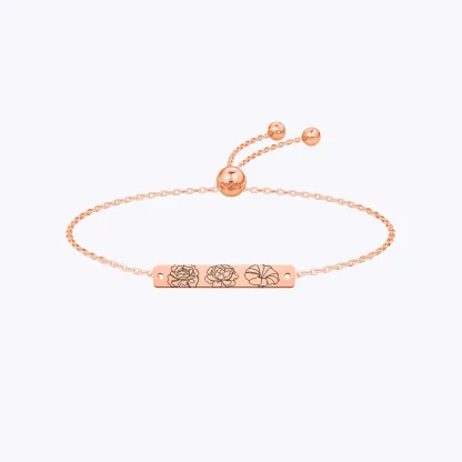 Custom 1-5 Birth Flower Adjustable Bracelet