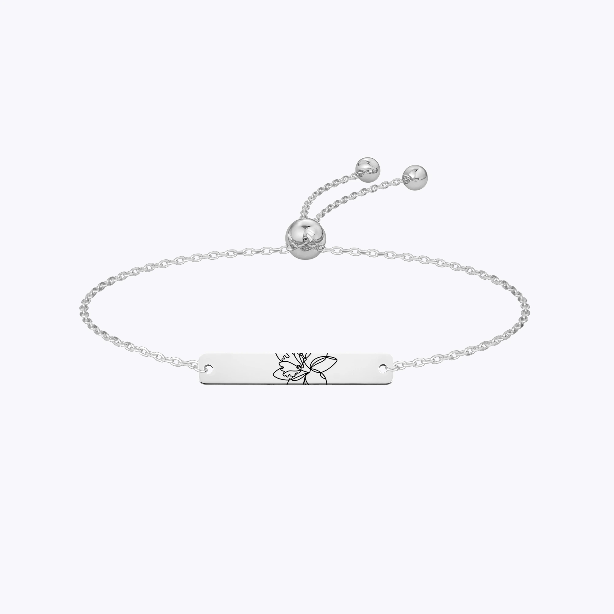 Custom 1-5 Birth Flower Adjustable Bracelet