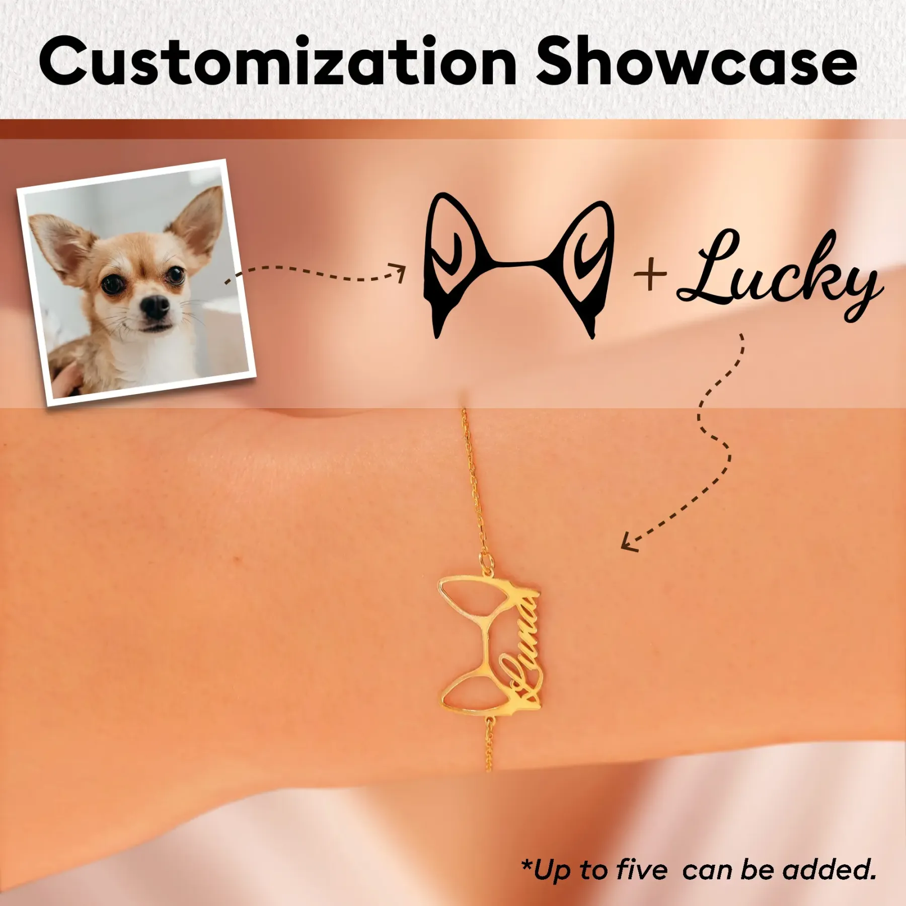 Pesonalized 1-3 Dog Ears Name Bracelet for Dog Pet Lover-BY PROMISE-Pet,Name
