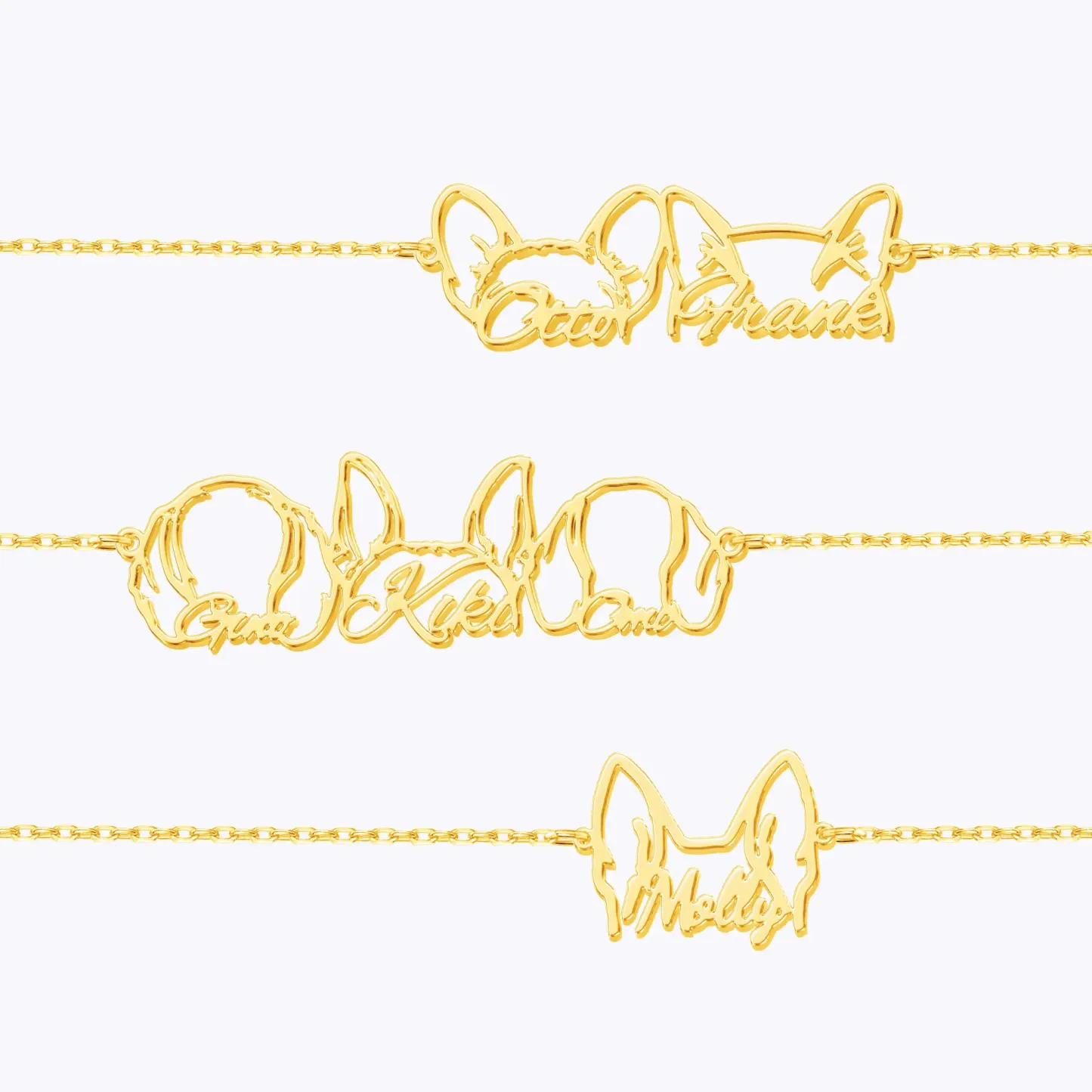 Pesonalized 1-3 Dog Ears Name Bracelet for Dog Pet Lover-BY PROMISE-Pet,Name